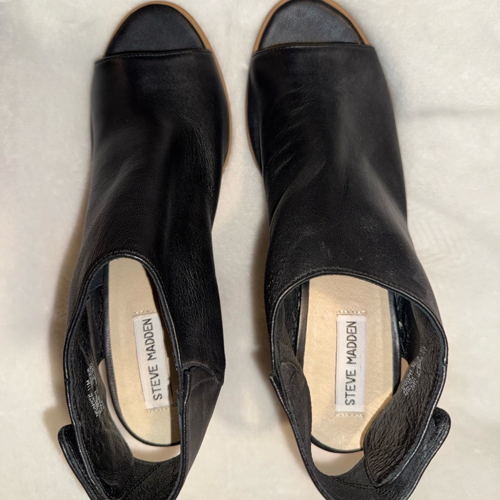 Steve Madden Black Open Toe Ankle Boots